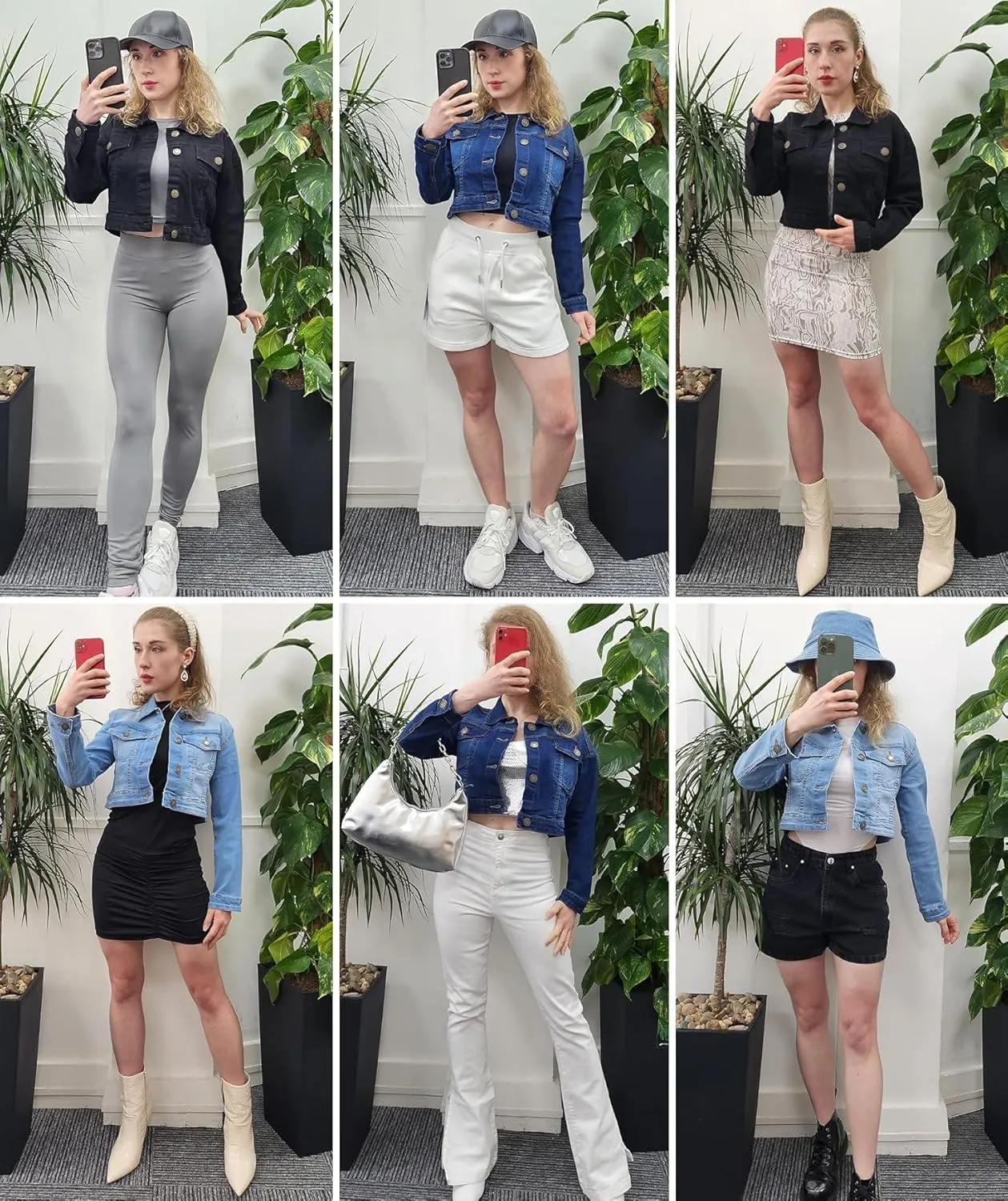 2025 Cropped Denim Jacket for Women Stretchy Fitted with 2 Pockets – Lightweight Trendy Short Jean Shacket