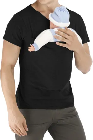 2PCS Kangaroo Shirt for Dad V Neck Short Sleeve Kangaroo T Shirts for Men Skin to Skin T-Shirt with Pocket