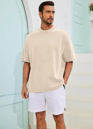 3 Pack Men Oversized T Shirts Cotton Tee Vintage Unisex Short Sleeves Casual Loose Wash Basic Streetwear Baggy Tops