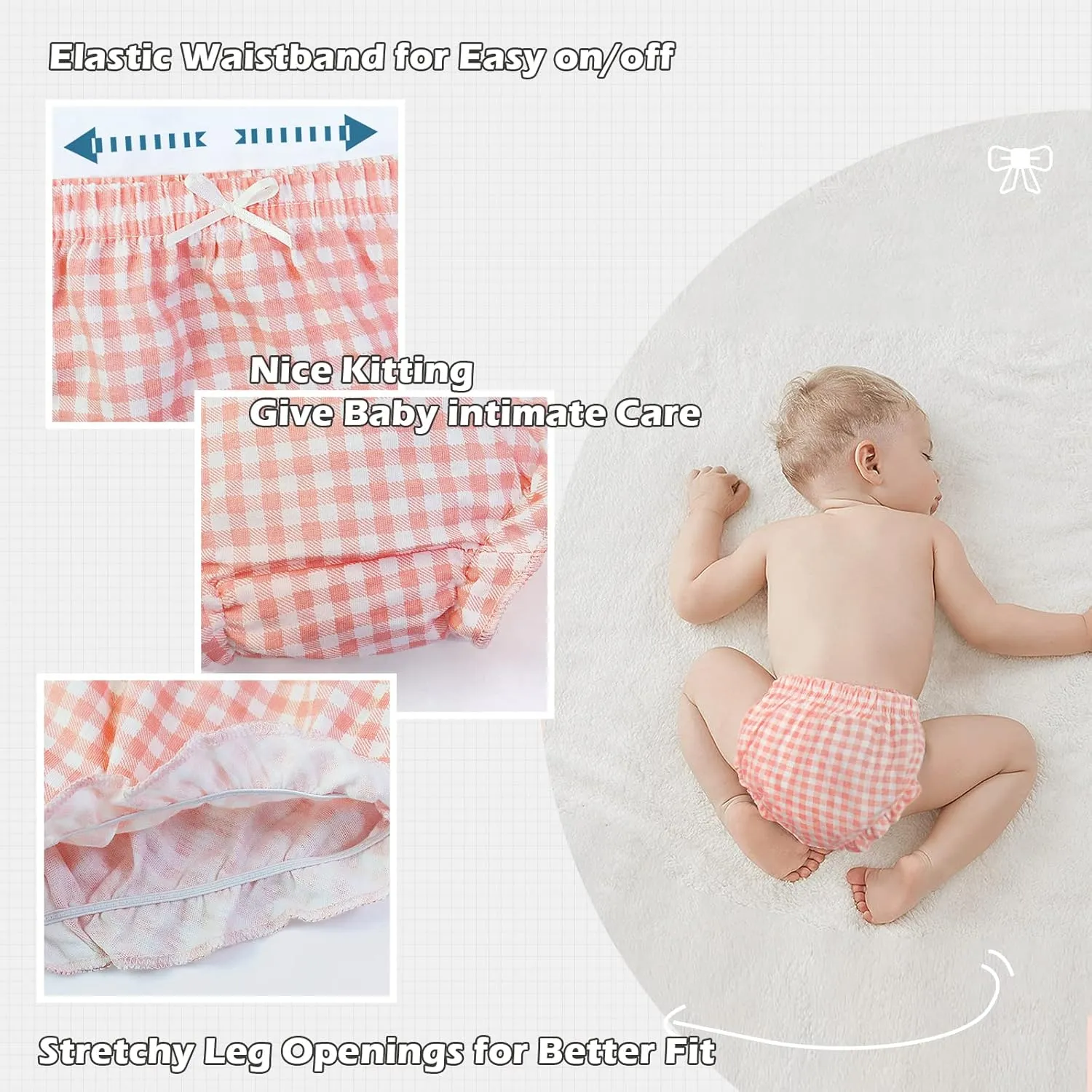 7Pack Diaper Cover - Baby Bloomers,Cotton Underwear,Panties for Toddler Girls