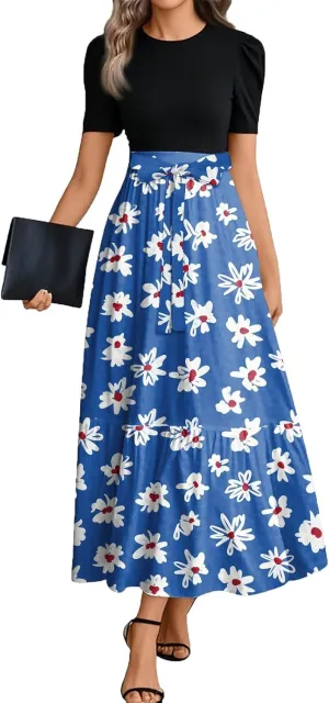 A Line Dresses for Women 2025 Elegant Classy Empire Waist Short Sleeve Wedding Guest Dress Summer Work Wrap Sundress