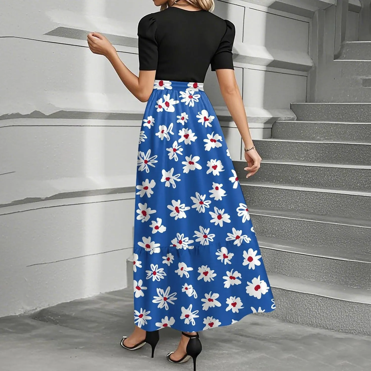 A Line Dresses for Women 2025 Elegant Classy Empire Waist Short Sleeve Wedding Guest Dress Summer Work Wrap Sundress