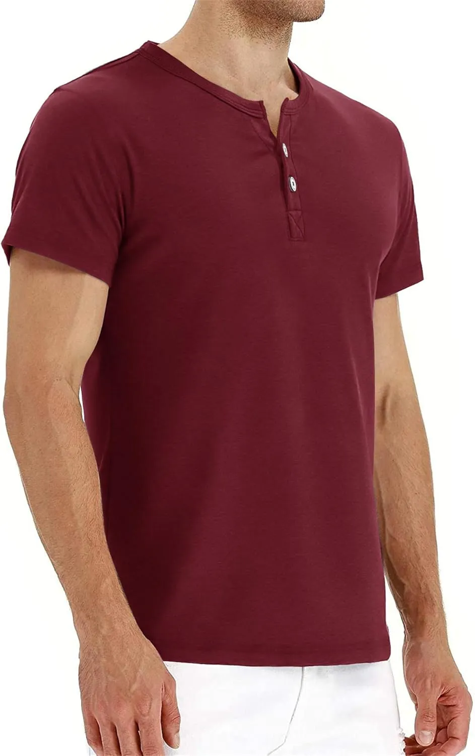 Aiyino Mens Casual Slim Fit Long Sleeve Henley T-Shirts Cotton Shirts