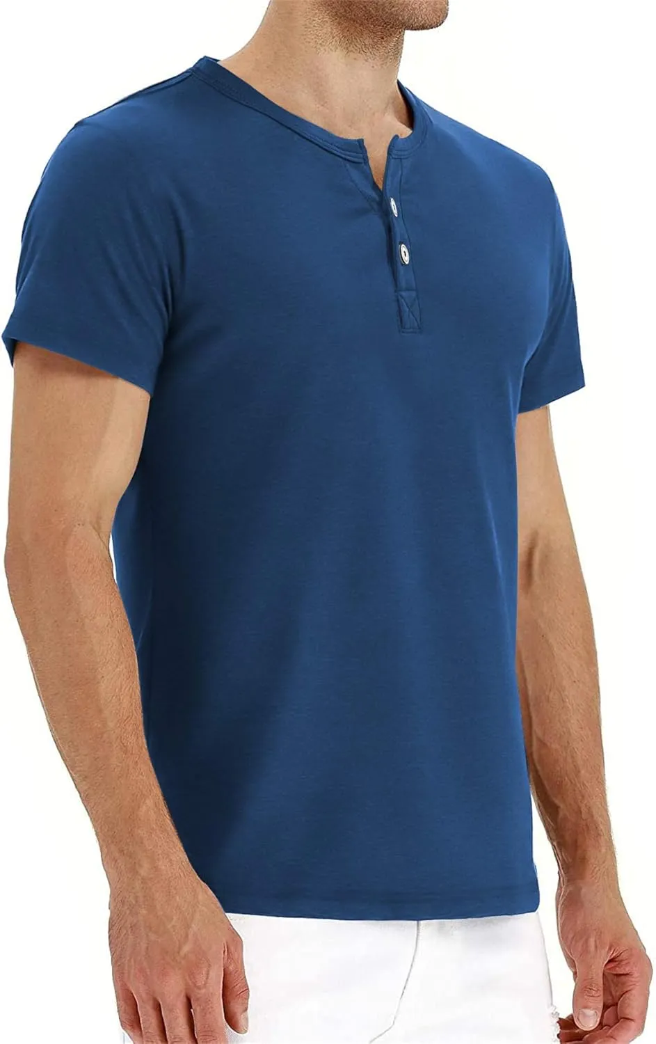 Aiyino Mens Casual Slim Fit Long Sleeve Henley T-Shirts Cotton Shirts