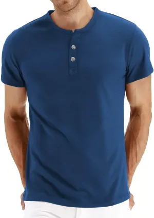 Aiyino Mens Casual Slim Fit Long Sleeve Henley T-Shirts Cotton Shirts