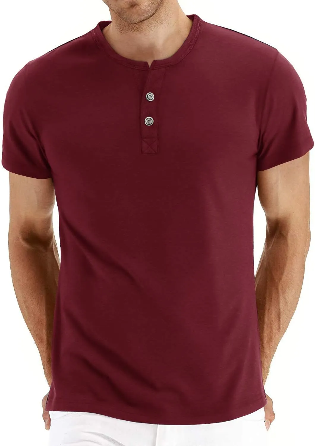 Aiyino Mens Casual Slim Fit Long Sleeve Henley T-Shirts Cotton Shirts