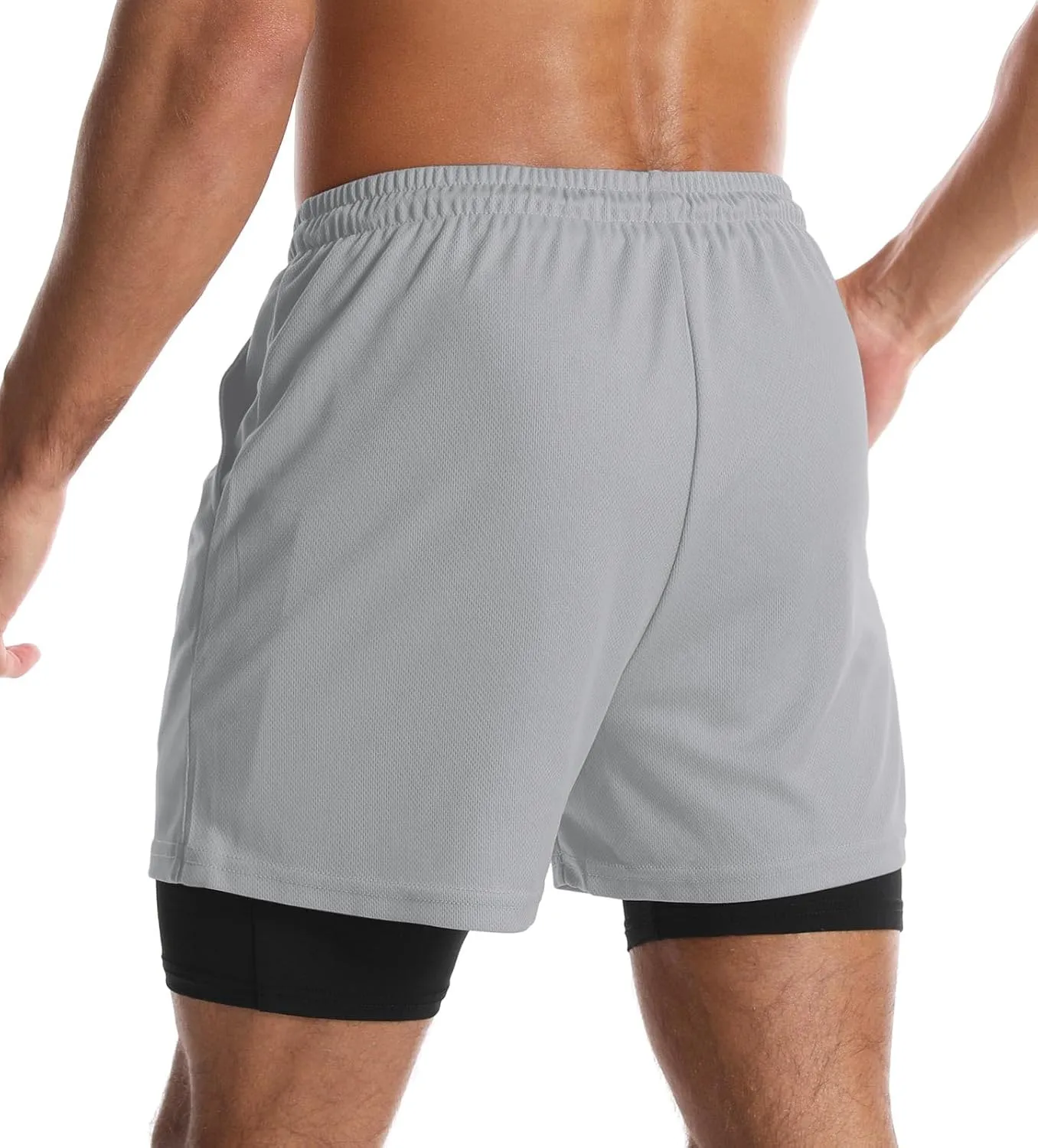 Aolesy Men's 2 in 1 Running Shorts Quick Dry Gym Shorts 5" Athletic Shorts Workout Shorts with Pockets