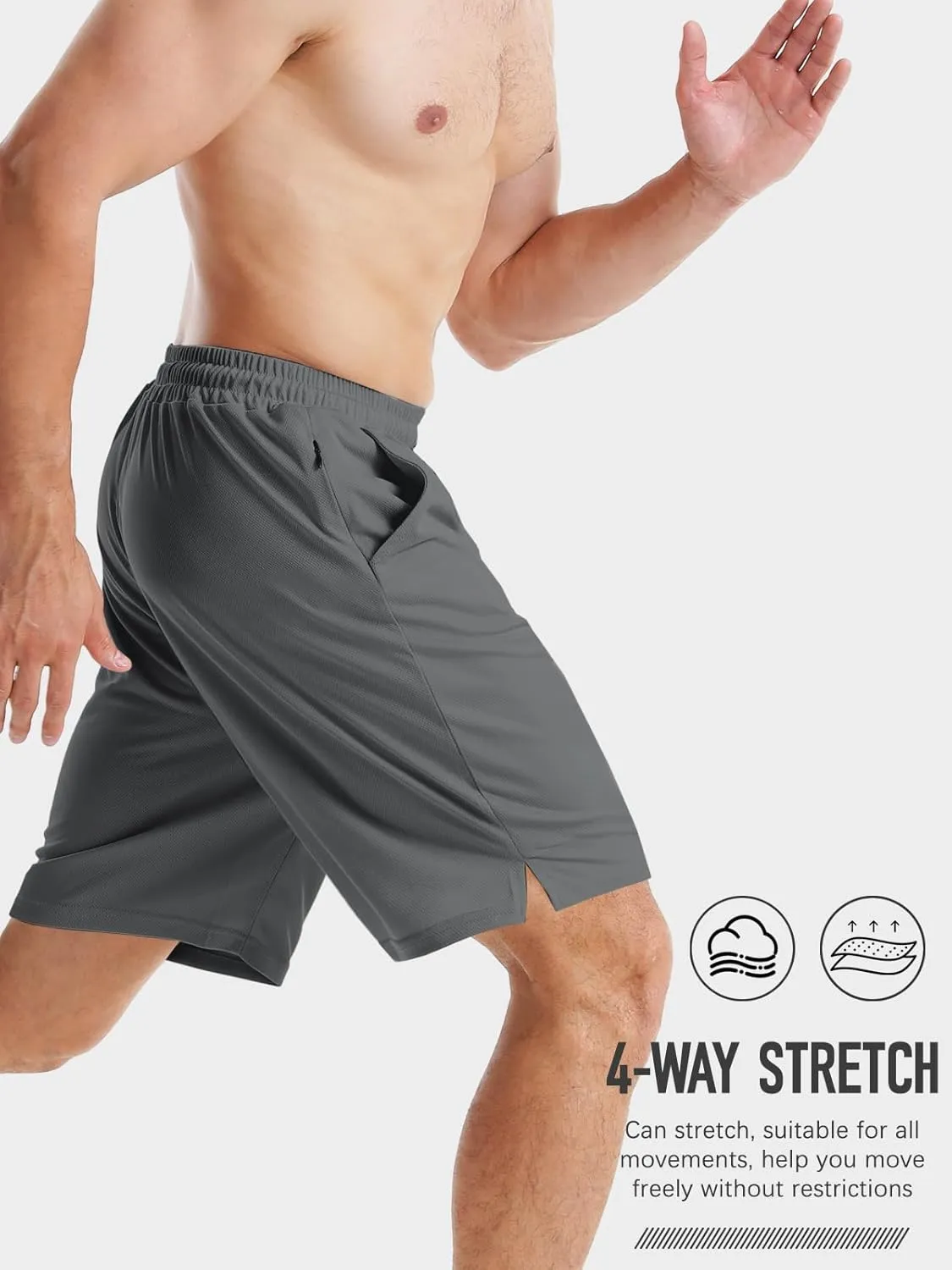 Aolesy Men's Basketball Shorts 7"/9" Athletic Gym Shorts with Zip Pockets Lightweigh Quick Dry Mesh Workout Shorts