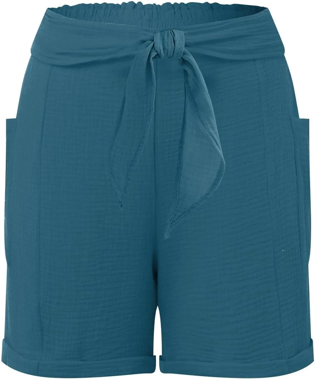 Beach Shorts for Women, Summer Casual Yoga Comfy Shorts Drawstring Elastic Waist Lightweight Straight Shorts with Pocket