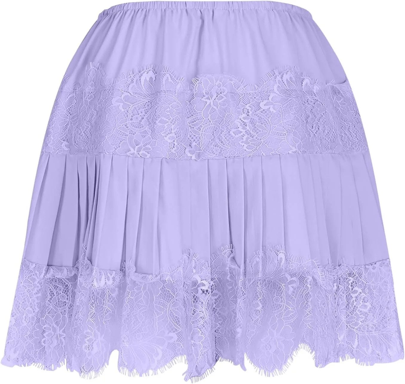 Borniu Womens Temperament Y2K Lace Skirts Flowy A Line Short Skirt High Waisted Ruffle Mini Skirts Pleated Cute Solid Skirt