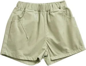 Boys Khaki Cargo Shorts Kids Cotton Pull on Jogger Shorts Outdoor Quick Dry Hiking Short Lightweight Athletic Pants