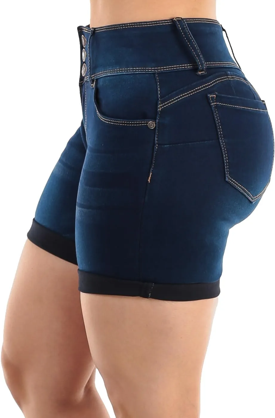 Butt Lifting Bermuda Shorts for Women - Levanta Cola Stretch Denim Biker Shorts