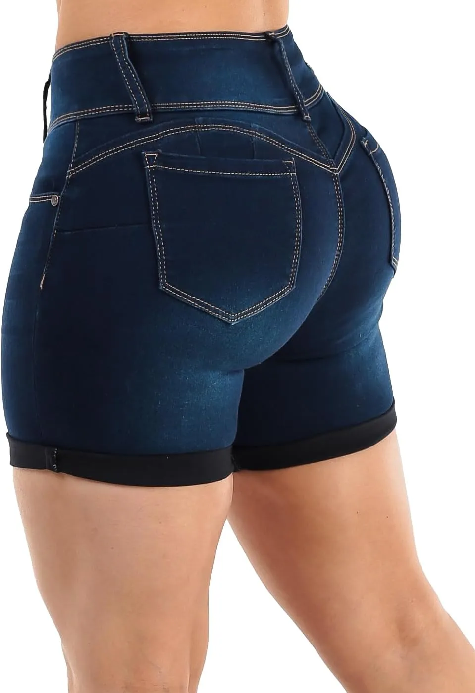 Butt Lifting Bermuda Shorts for Women - Levanta Cola Stretch Denim Biker Shorts