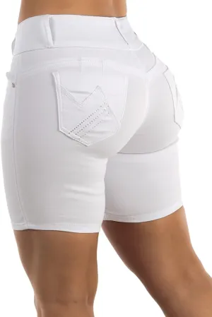Butt Lifting Bermuda Shorts for Women - Levanta Cola Stretch Denim Biker Shorts