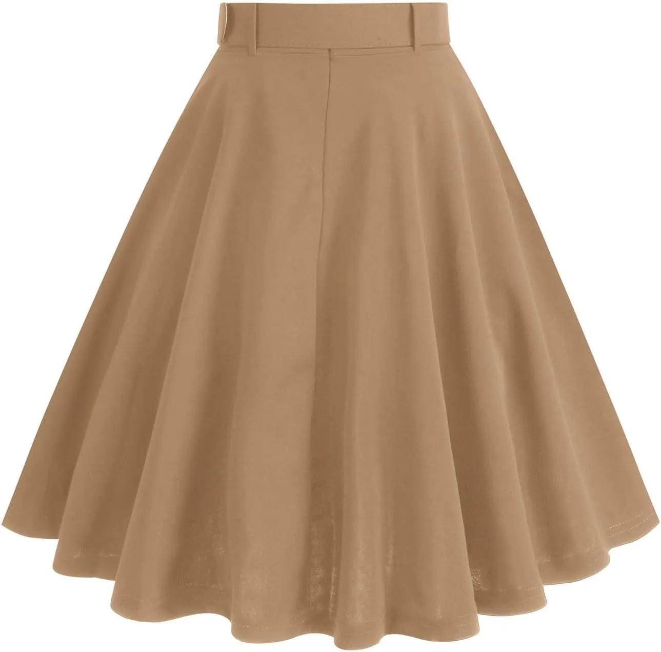 Button Front A Line Skirt for Women High Waist Flared Swing Midi Skirts with Belt Retro Style