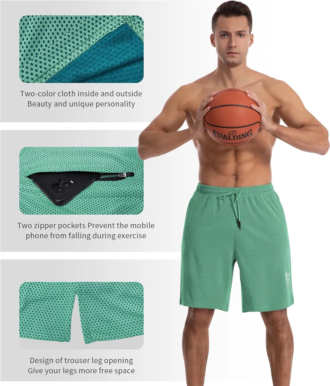 CANGHPGIN Mens Athletic Wear Mesh Basketball Shorts with Pockets, Quick Dry Gym Shorts 9 inch Running Workout Shorts for Men