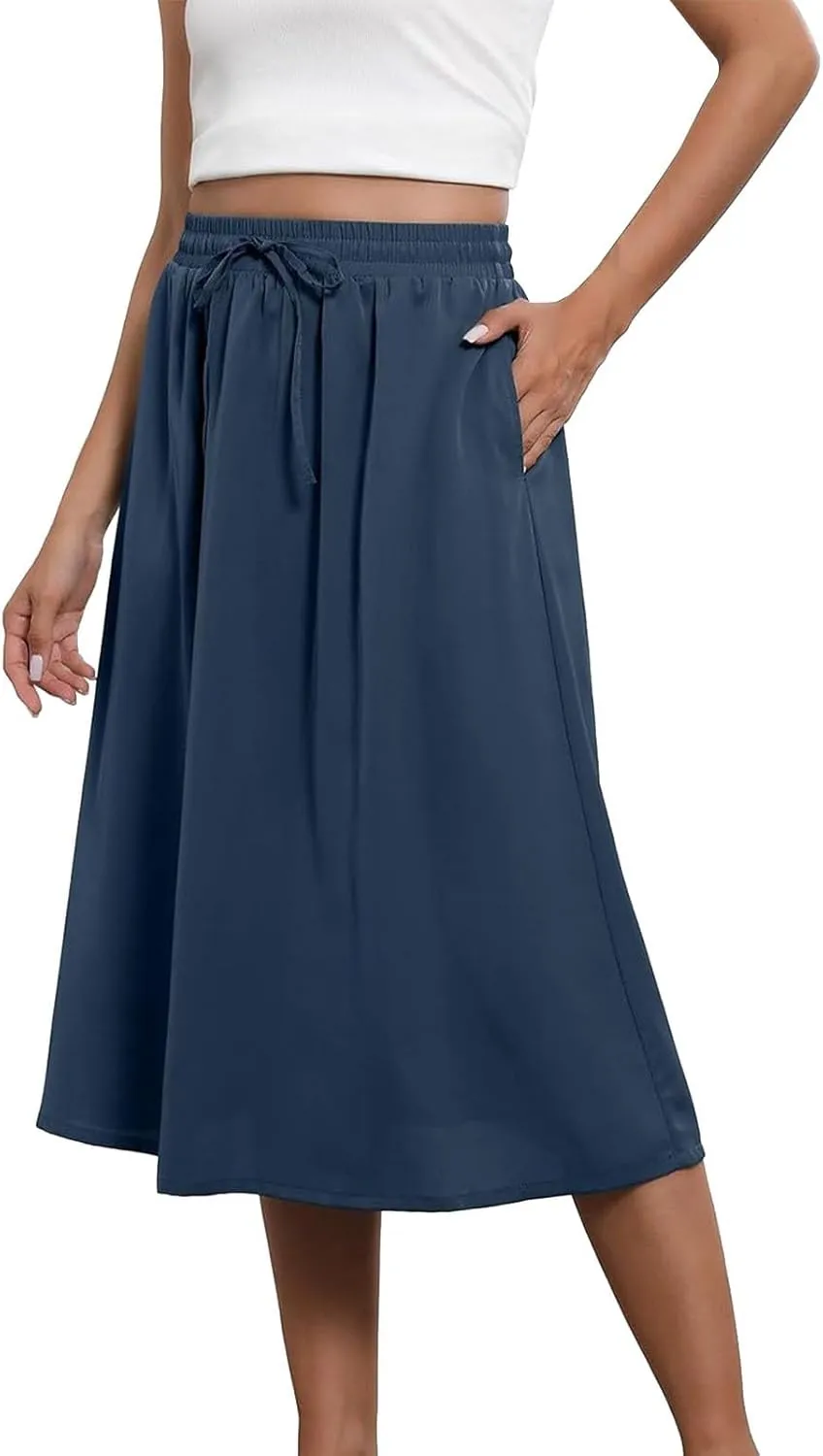 Casual Summer Boho Maxi Skirts for Women High Waist Floral Print Tiered Ruffle Flowy Elastic Waist Beach Long Skirt