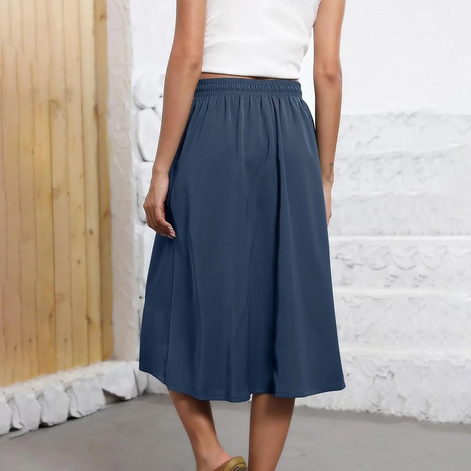 Casual Summer Boho Maxi Skirts for Women High Waist Floral Print Tiered Ruffle Flowy Elastic Waist Beach Long Skirt