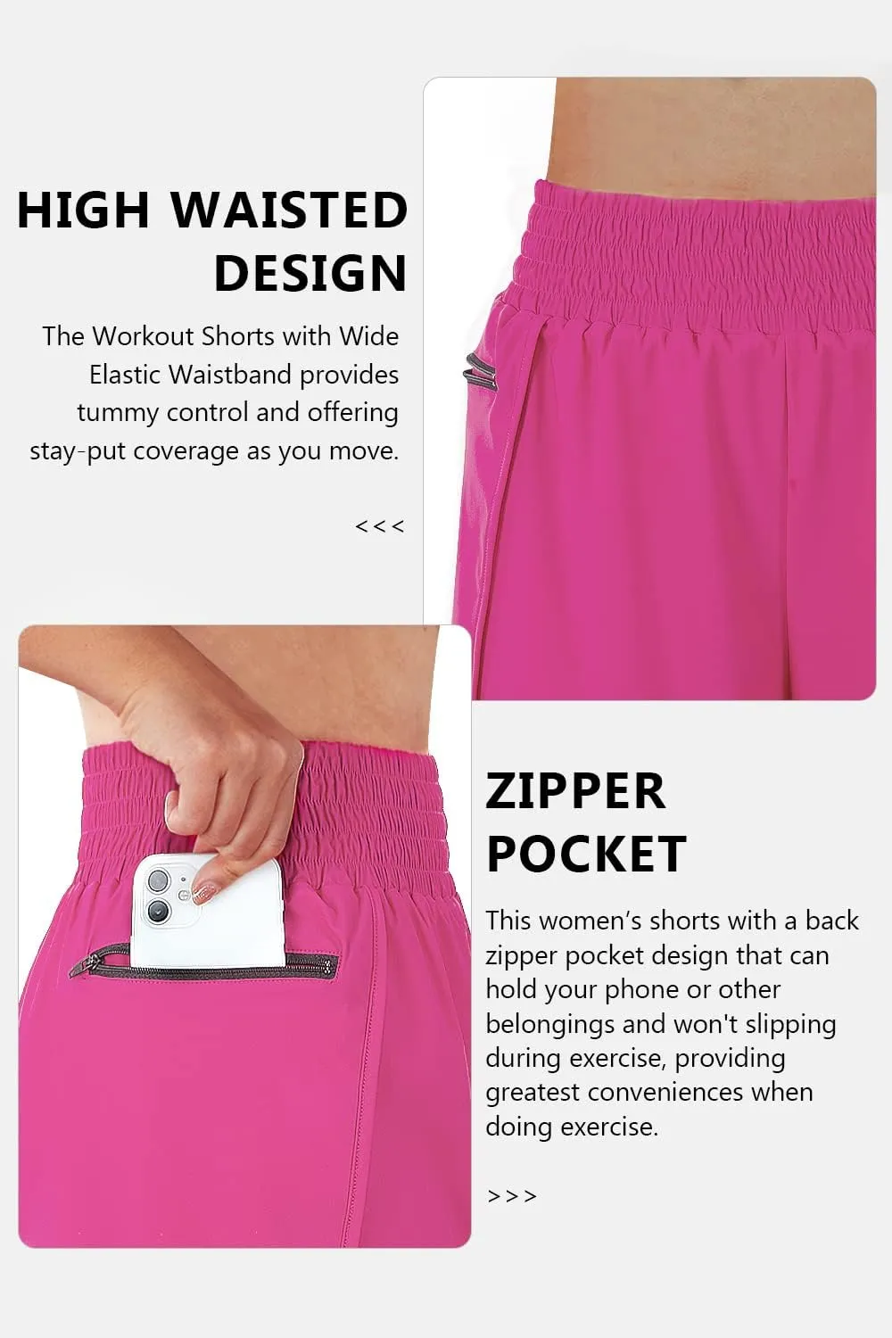 CHICHO Summer Shorts for Women 2023 High Waisted Quick Dry Gym Shorts with Zipper Pockets