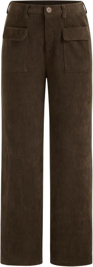 CIDER Corduroy Mid Rise Solid Pocket Straight Leg Trousers