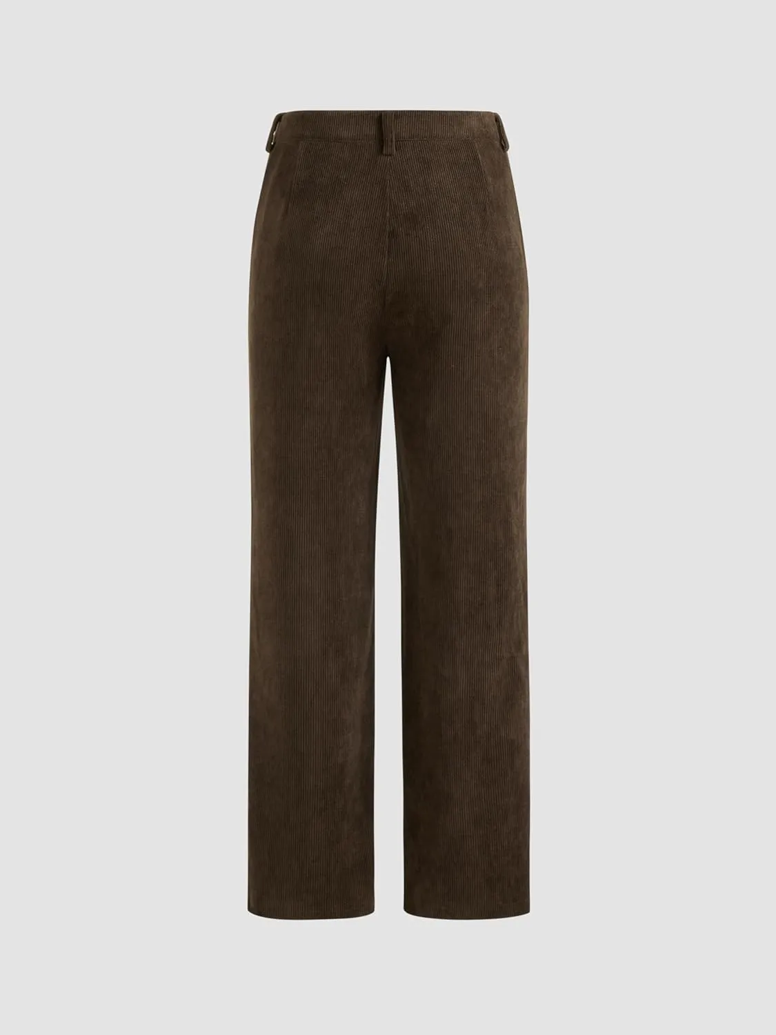 CIDER Corduroy Mid Rise Solid Pocket Straight Leg Trousers