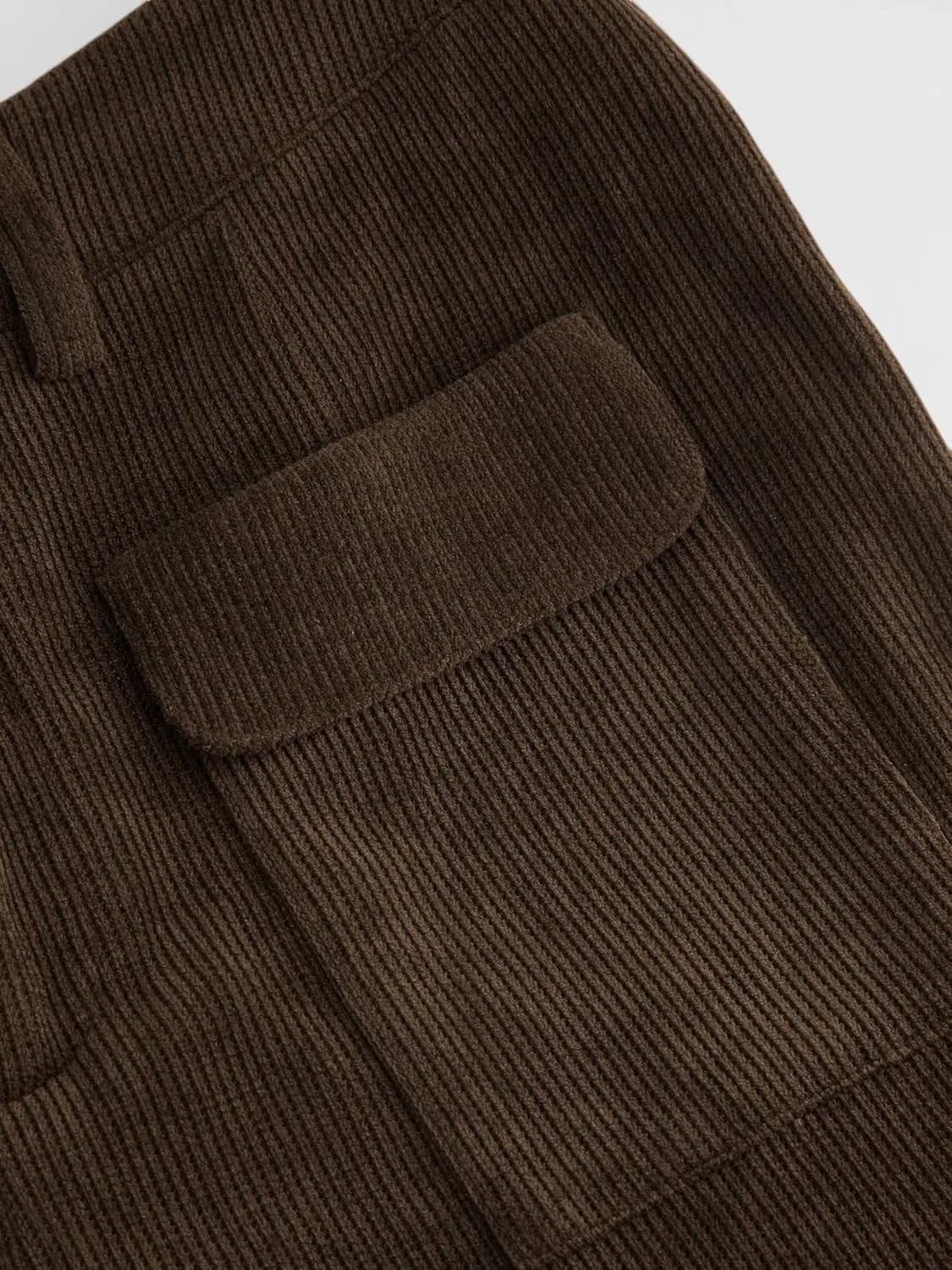 CIDER Corduroy Mid Rise Solid Pocket Straight Leg Trousers