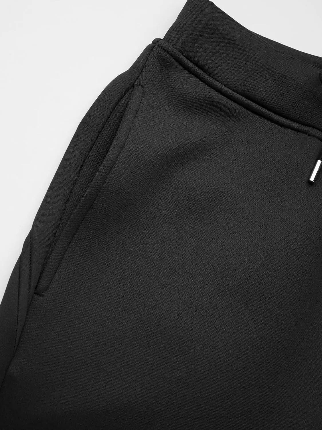 CIDER Mid Rise Solid Drawstring Pocket Straight Leg Trousers