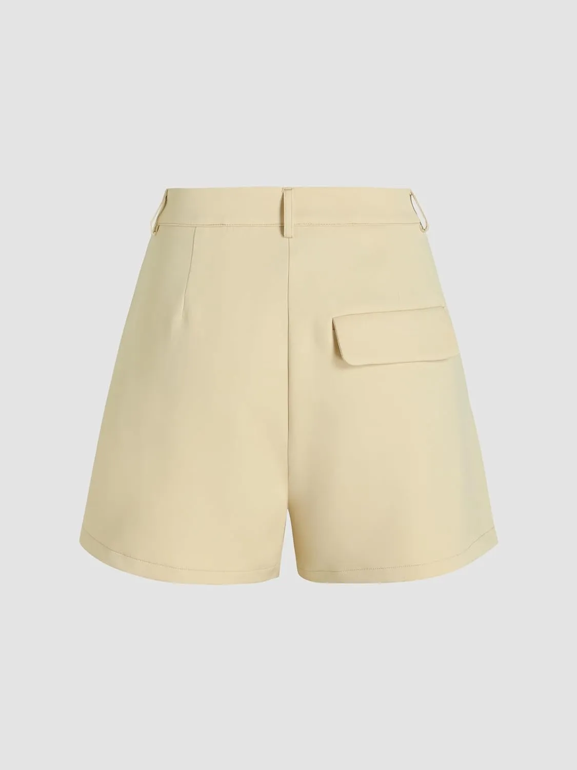 CIDER Pleated Button Straight Leg Shorts