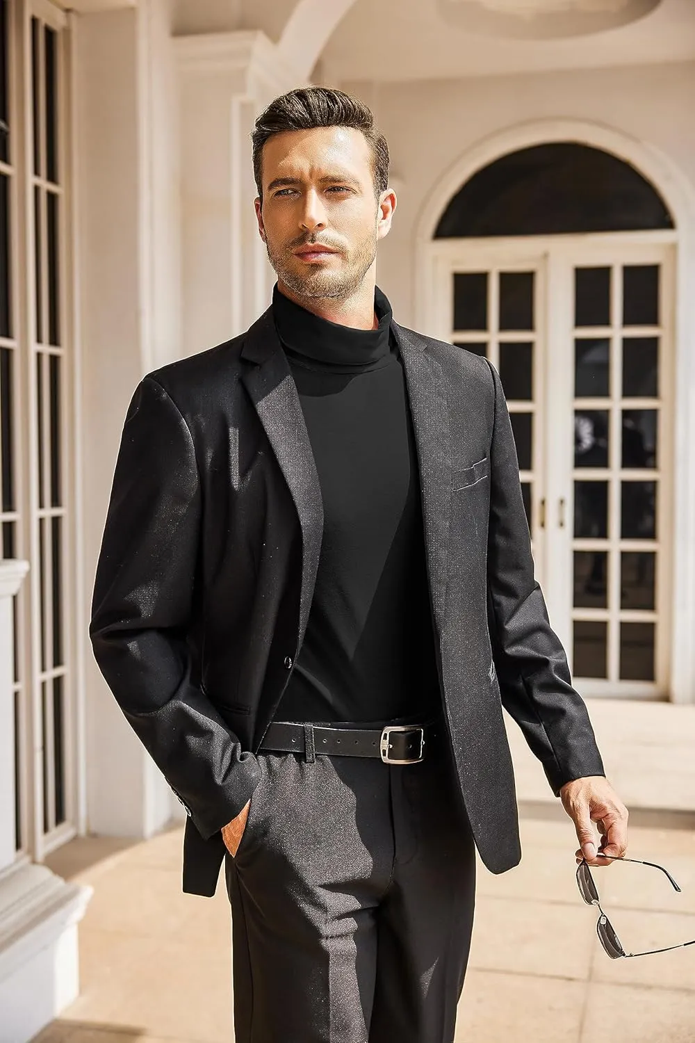 COOFANDY Men's Casual Slim Fit Turtleneck T Shirts Lightweight Basic Cotton Pullovers