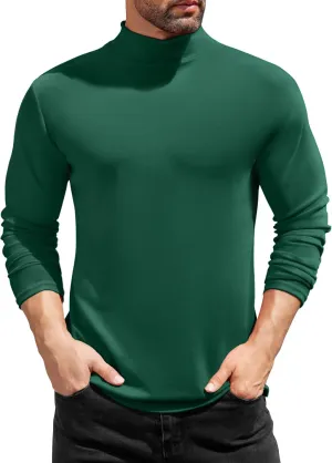 COOFANDY Mens Mock Turtleneck T-Shirts Long Sleeve Solid Color Tees Shirts Basic Casual Slim Fit Pullover T Shirts