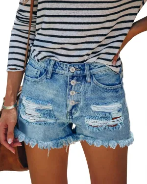 COUXILY Jean Shorts Womens High Elastic Ripped Denim Shorts Women Distressed Jean Shorts for Summer