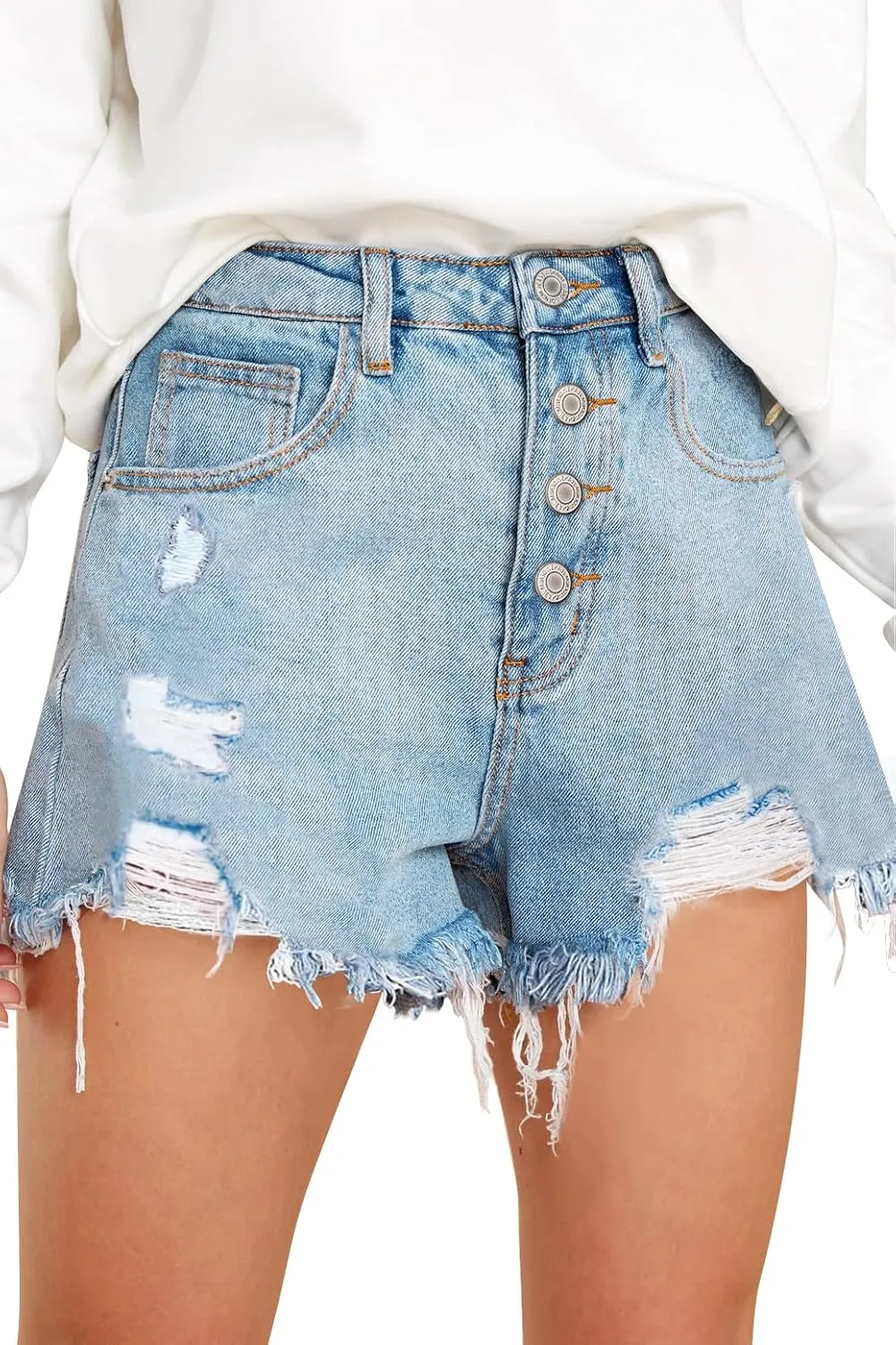 COUXILY Jean Shorts Womens High Elastic Ripped Denim Shorts Women Distressed Jean Shorts for Summer