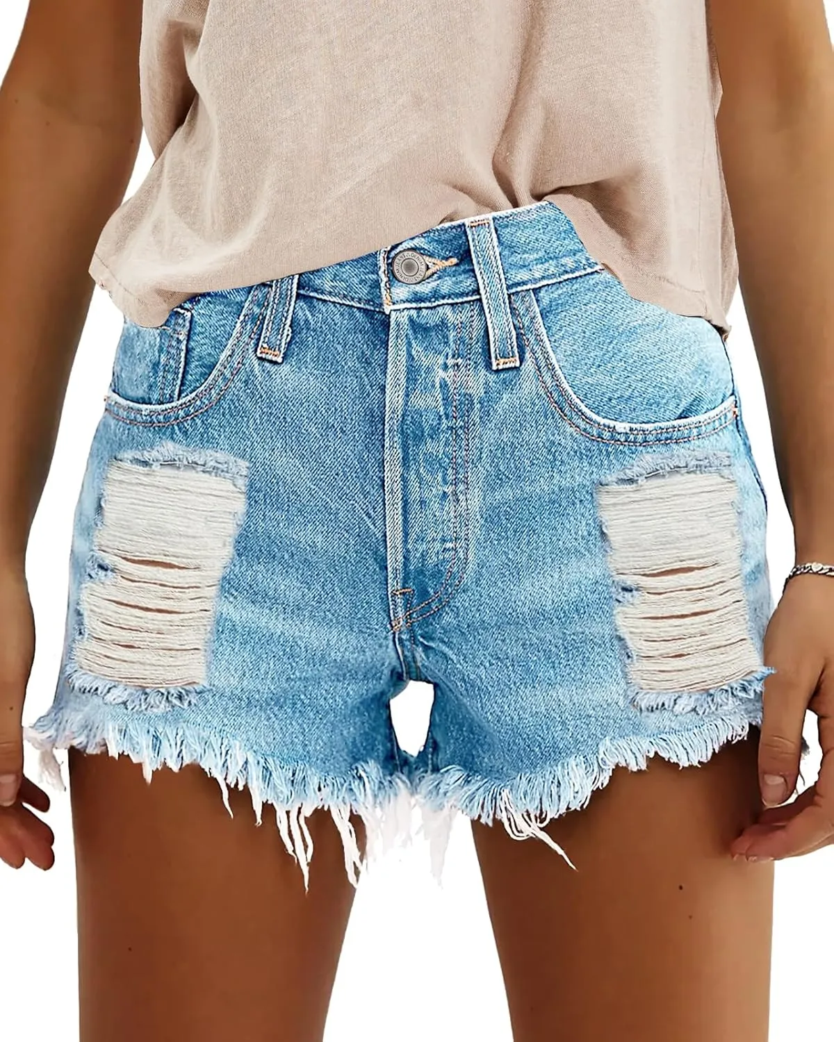 COUXILY Jean Shorts Womens High Elastic Ripped Denim Shorts Women Distressed Jean Shorts for Summer