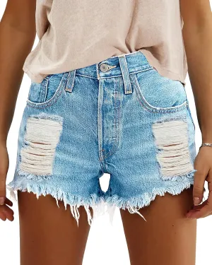 COUXILY Jean Shorts Womens High Elastic Ripped Denim Shorts Women Distressed Jean Shorts for Summer
