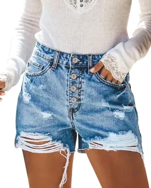 COUXILY Jean Shorts Womens High Waisted Ripped Denim Shorts Women Distressed Jean Shorts for Summer