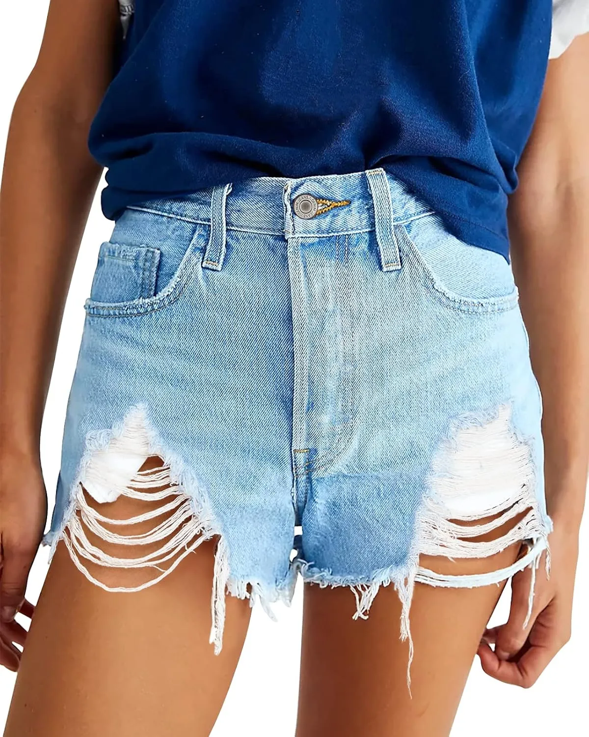 COUXILY Jean Shorts Womens High Waisted Ripped Denim Shorts Women Distressed Jean Shorts for Summer