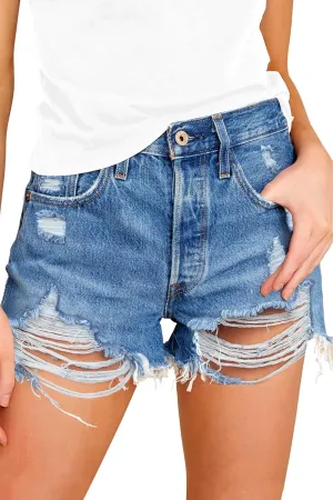 COUXILY Jean Shorts Womens High Waisted Ripped Denim Shorts Women Distressed Jean Shorts for Summer