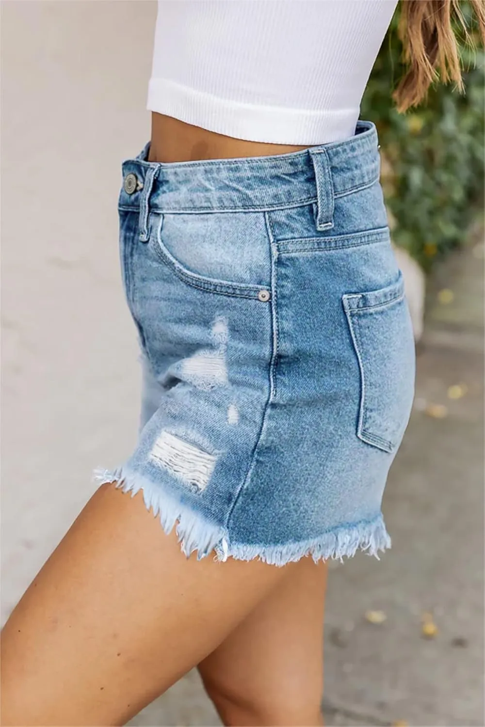 COUXILY Jean Shorts Womens High Waisted Ripped Denim Shorts Women Distressed Jean Shorts for Summer