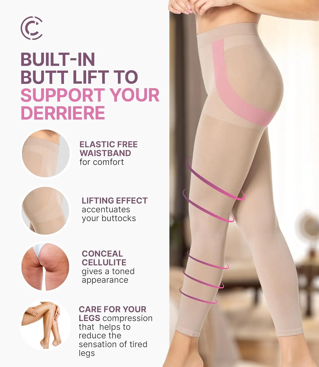 CURVEEZ Shapewear for Women Tummy Control Seamless Mid Waisted Light Compression Footless Control Long Briefs