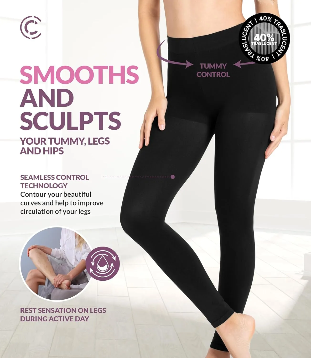 CURVEEZ Shapewear for Women Tummy Control Seamless Mid Waisted Light Compression Footless Control Long Briefs