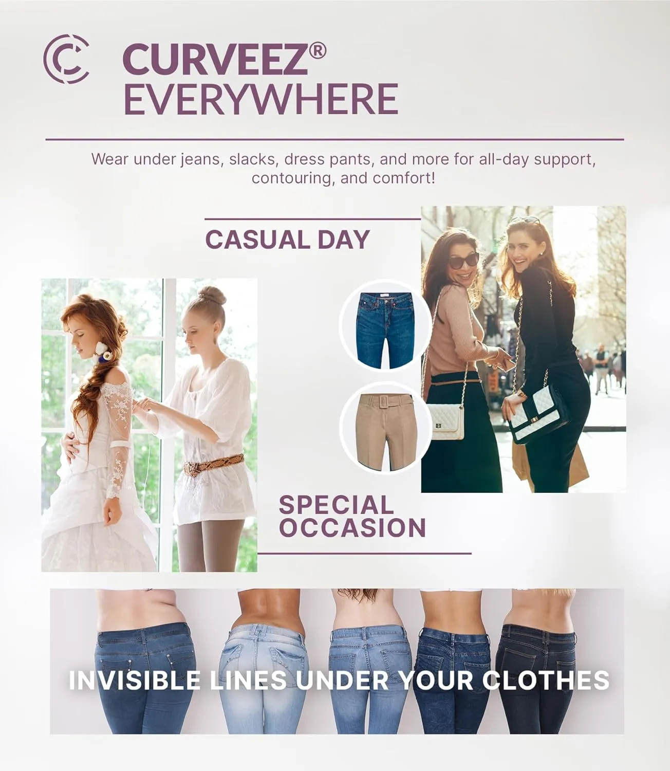 CURVEEZ Shapewear for Women Tummy Control Seamless Mid Waisted Light Compression Footless Control Long Briefs