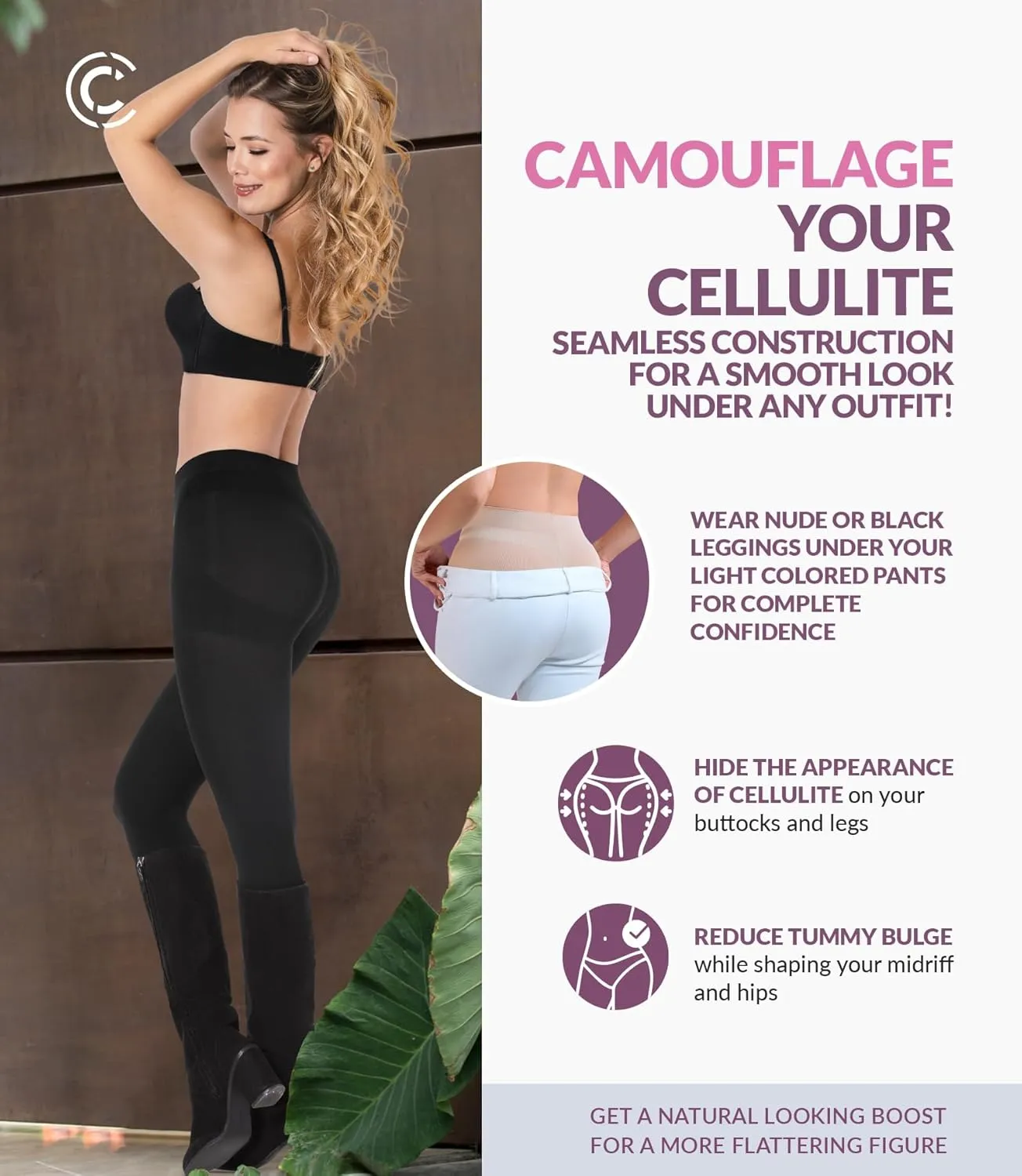 CURVEEZ Shapewear for Women Tummy Control Seamless Mid Waisted Light Compression Footless Control Long Briefs