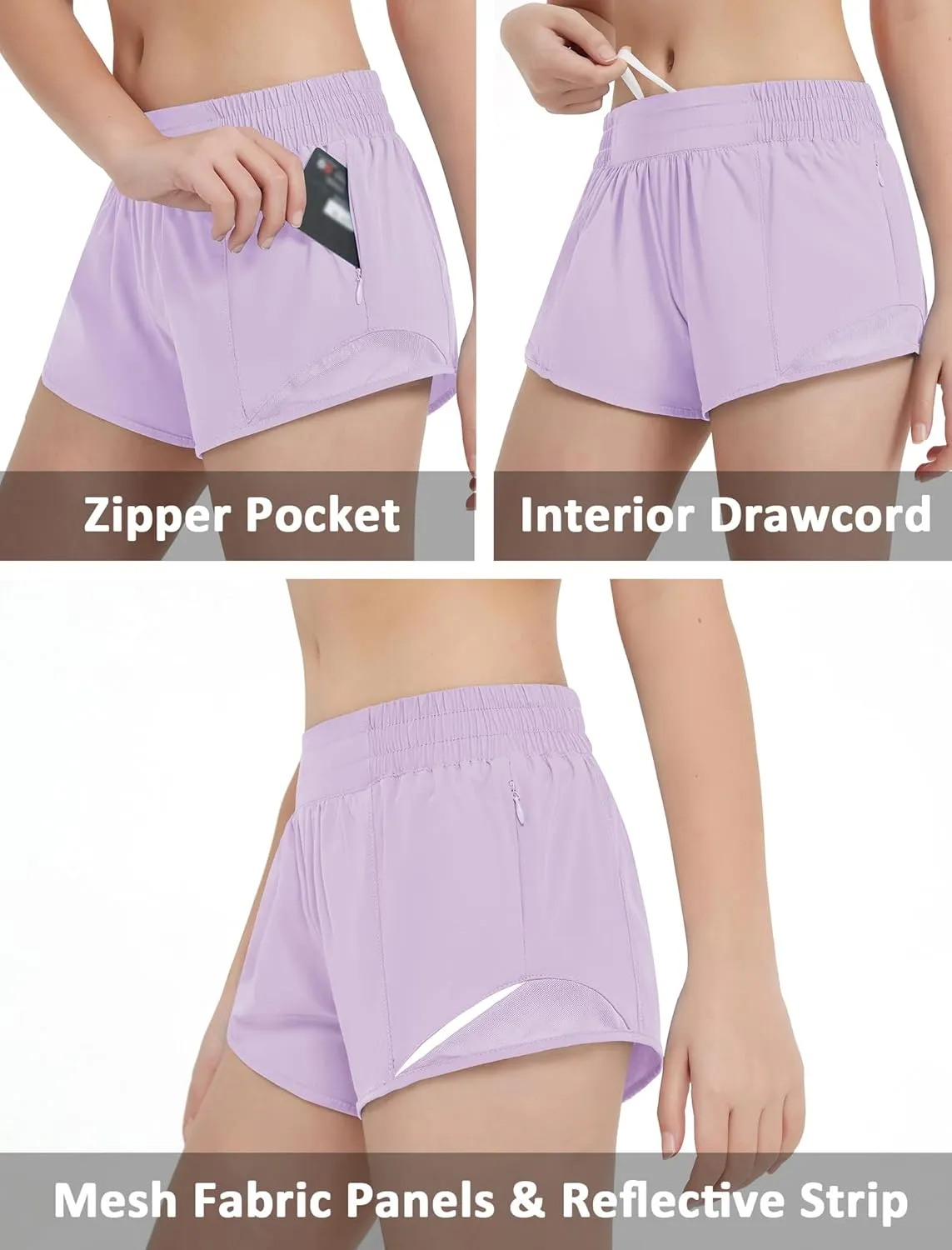 EXARUS Girls 2.5"/4" Athletic Shorts Running Workout Track with Liner Zip Pocket Lightweight Gym Sports for Kids 6-12Y