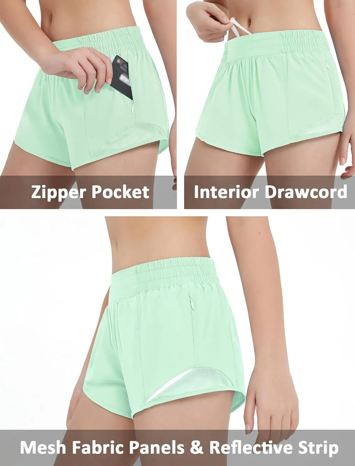 EXARUS Girls 2.5"/4" Athletic Shorts Running Workout Track with Liner Zip Pocket Lightweight Gym Sports for Kids 6-12Y