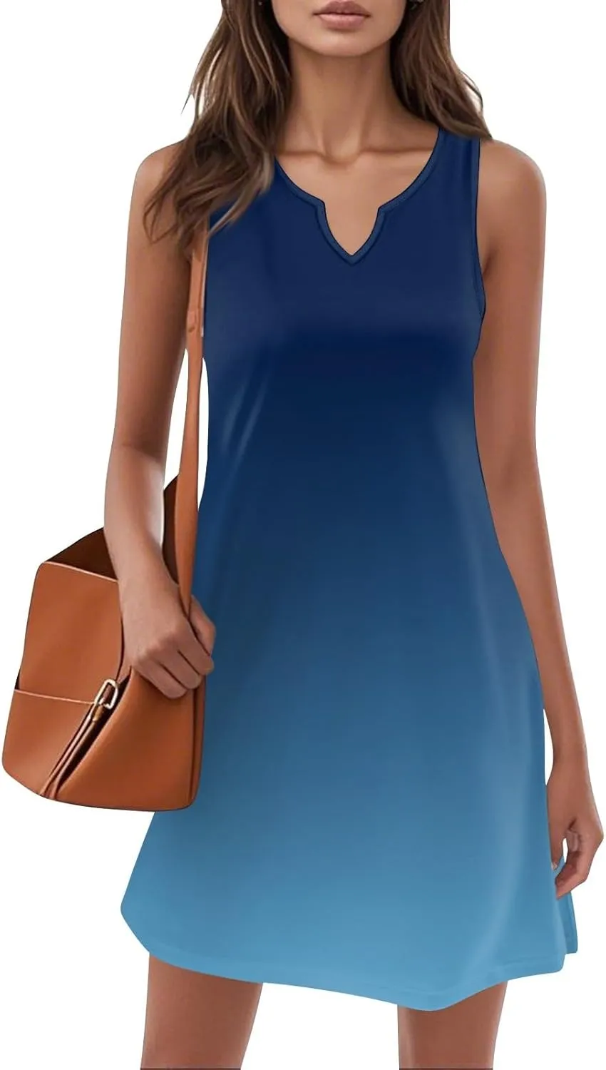 FlekmanArt Women's Tank Nightgown Dresses V Neck Sleepshirts Soft Dress Sleeveless Solid Color Chemise Nightdress S-XXL