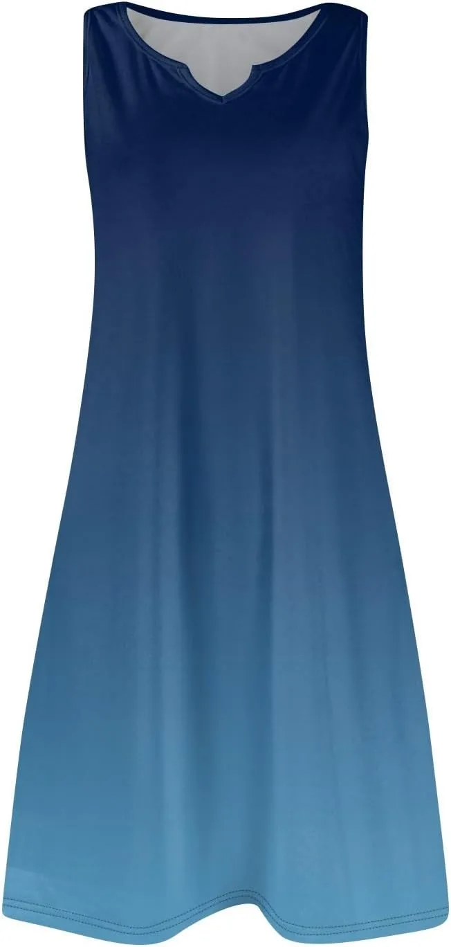 FlekmanArt Women's Tank Nightgown Dresses V Neck Sleepshirts Soft Dress Sleeveless Solid Color Chemise Nightdress S-XXL