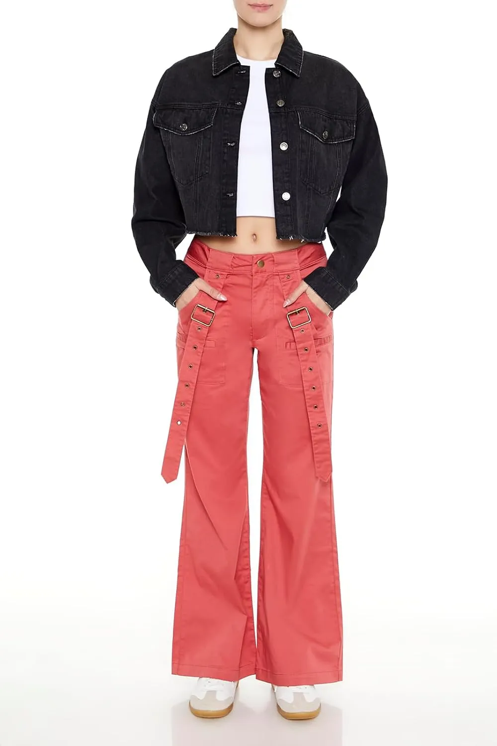 Forever 21 Women's Frayed Denim Trucker Jacket