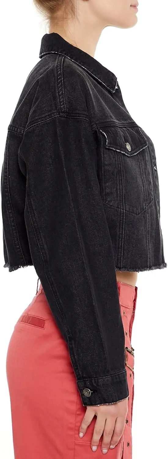 Forever 21 Women's Frayed Denim Trucker Jacket