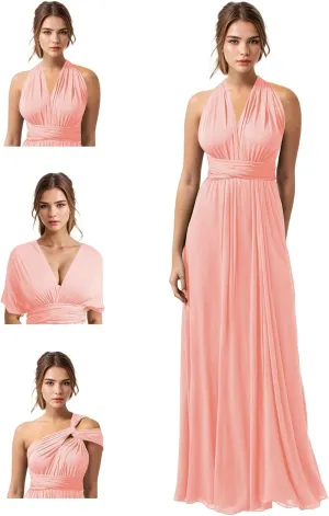GATMAHE Convertible Infinity Bridesmaids Dresses Bandeau - Women's Transformer Multiway Twist Wrap Midi Dresses