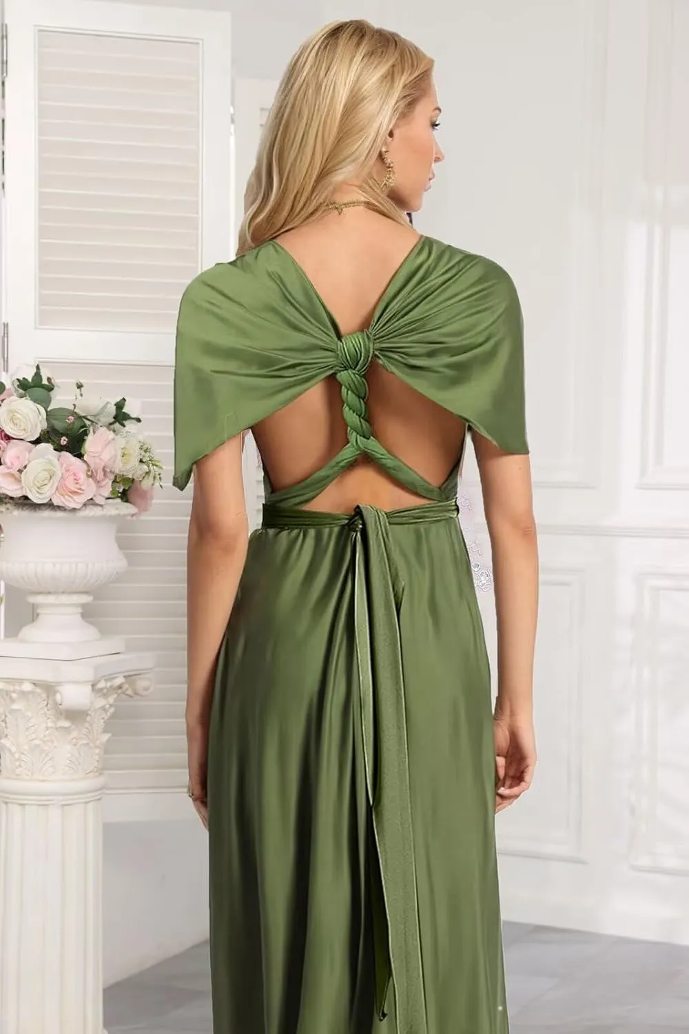 GATMAHE Convertible Infinity Bridesmaids Dresses Bandeau - Women's Transformer Multiway Twist Wrap Midi Dresses